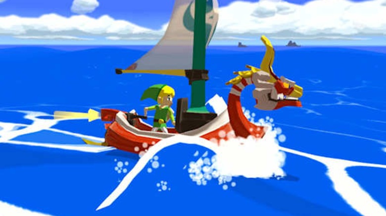 Link sailing on the King of Red Lions in The Legend of Zelda: The Wind Waker