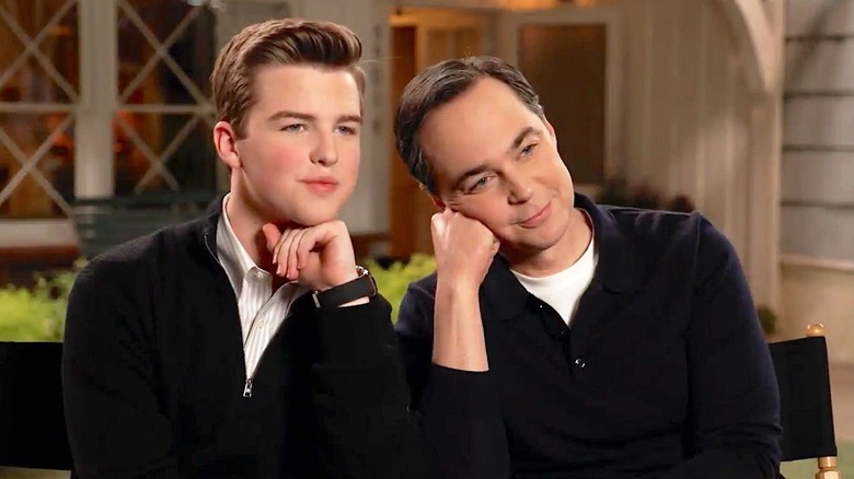 Iain Armitage and Jim Parsons on the set of Young Sheldon