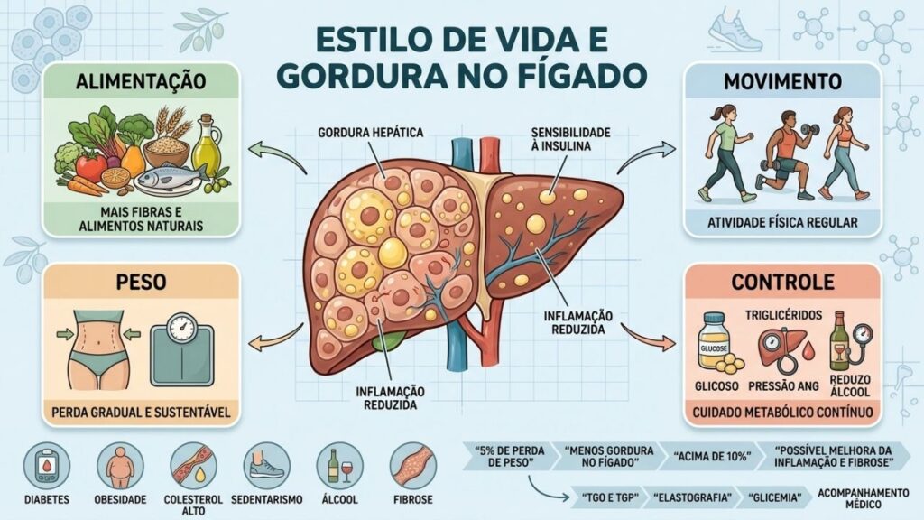 Tratamento da gordura no fígado exige mudanças no estilo de vida