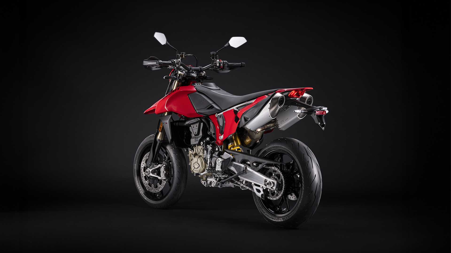 Ducati Hypermotard 698 studio shot from the back