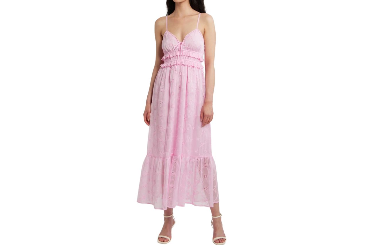 Ruffle Hem Eyelet Dress