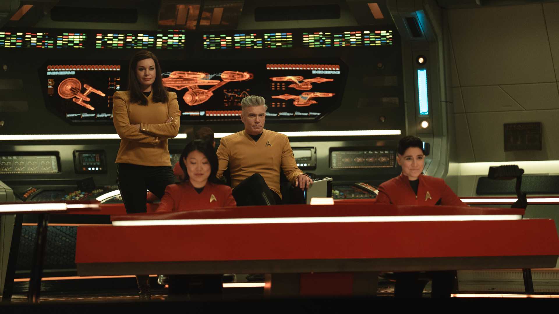 Una Pike Mitchell and Ortegas on USS Enterprise bridge