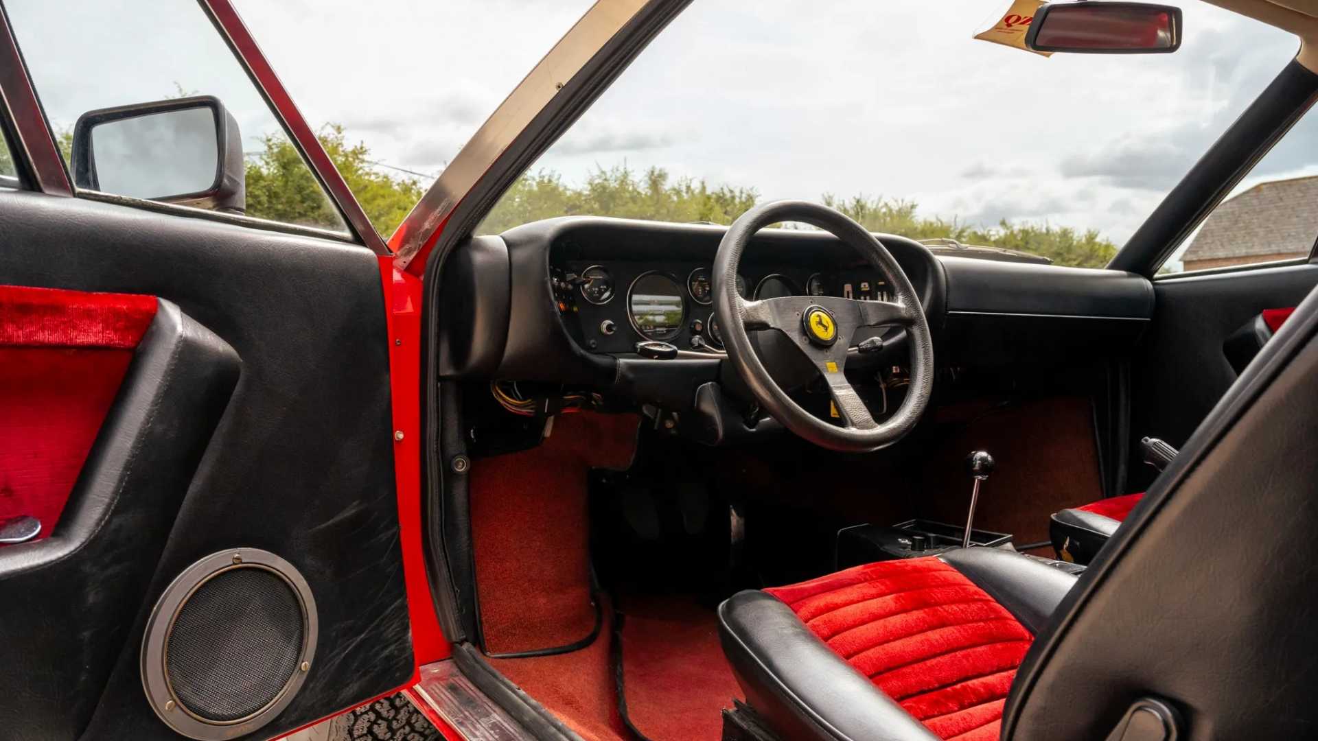 1975 Ferrari Dino 208 GT4 Black/Red Interior Front Cabin