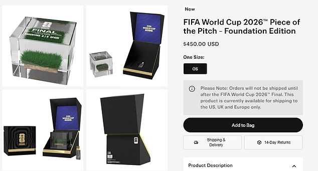 This week, World Cup chiefs began selling pieces of MetLife Stadium grass for $450 each