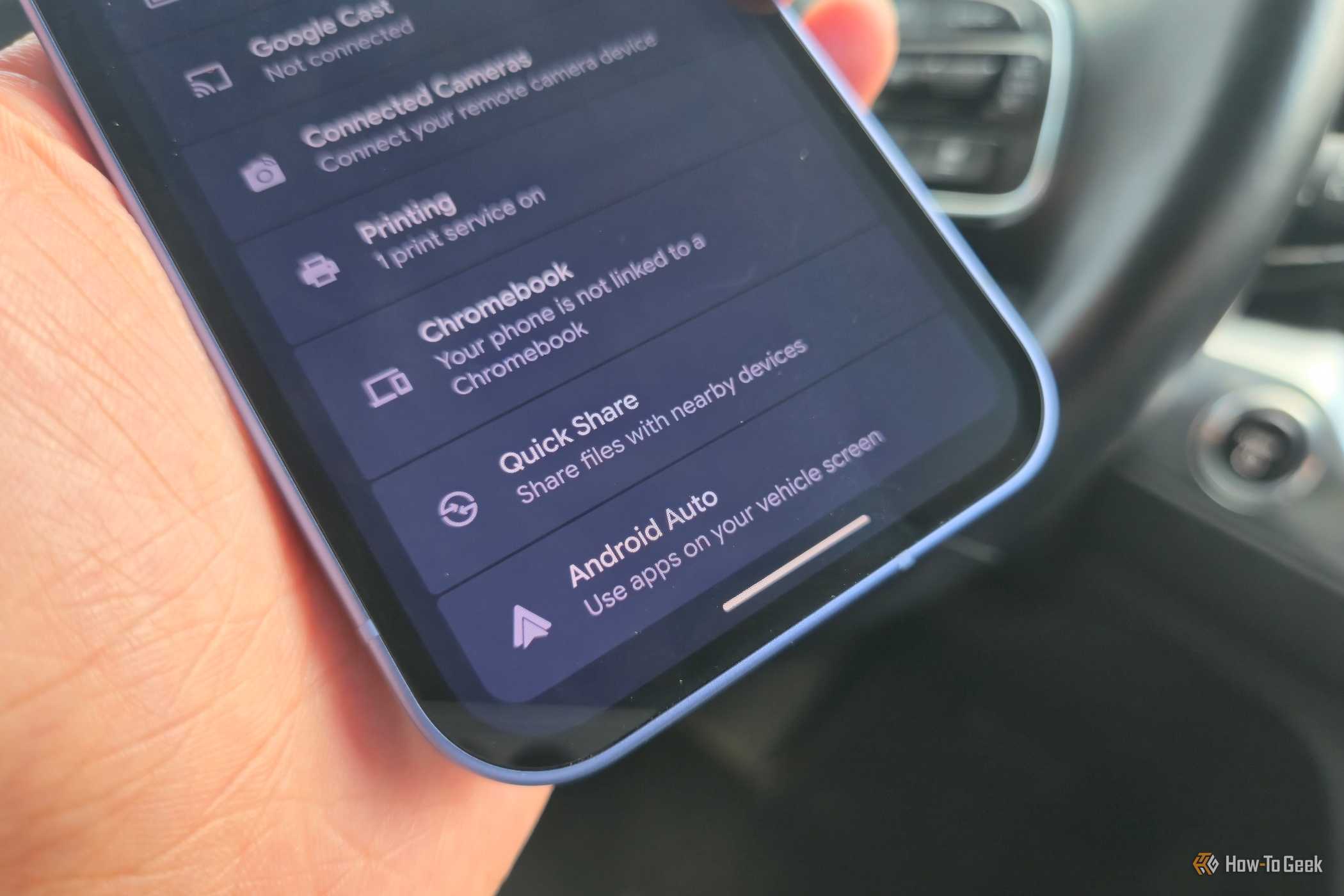 Android Auto settings on a Google Pixel 10a .