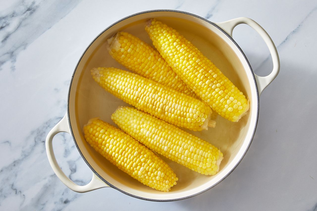 Southern Living Corn Salad cooking the corn on the cob