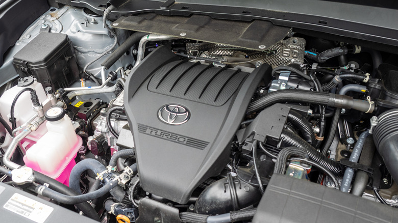 2025 Toyota Grand Highlander Hybrid MAX Platinum angled engine bay view
