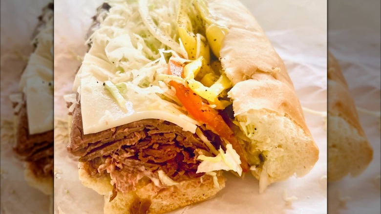 Roast Beef sandwich on sub roll from Gill's Delicatessen
