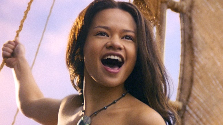 Moana singing on her raft in Moana (2026)