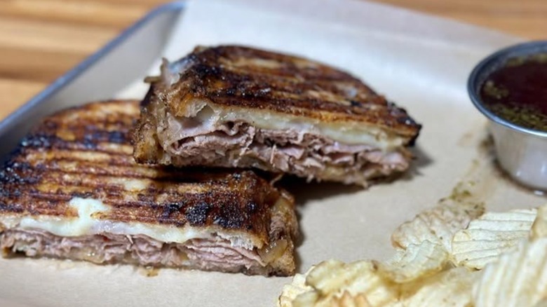 French Dip Roast Beef Panini on sourdough special at BMB Creations Bakery