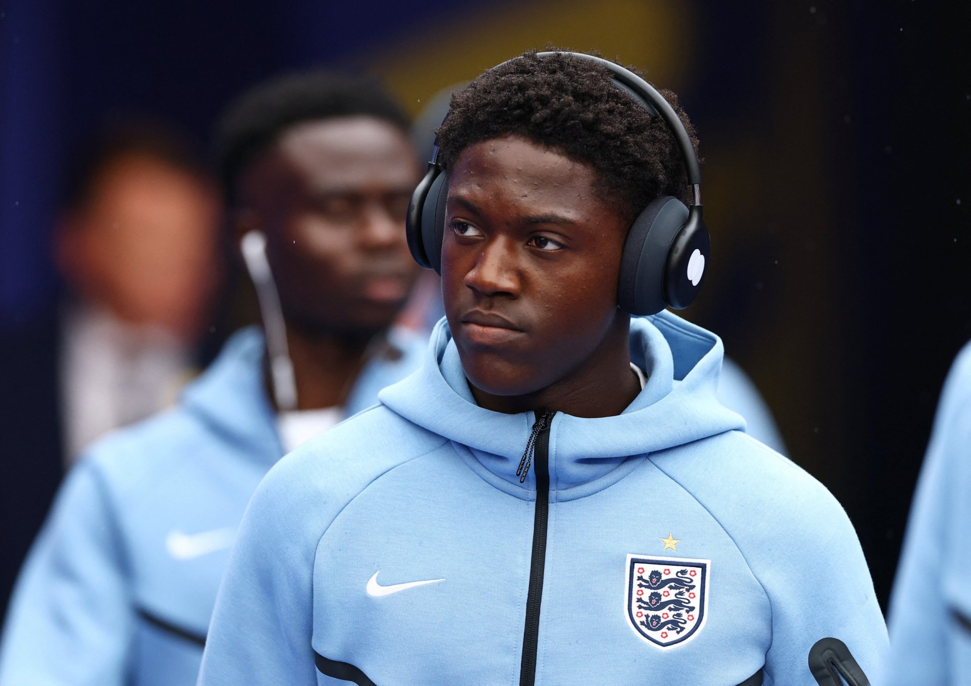 England's Kobbie Mainoo arrives at the stadium before the match