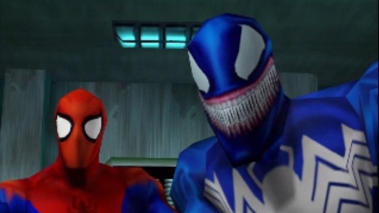 Venom grins next to Spider-Man in "Spider-Man" (2000)