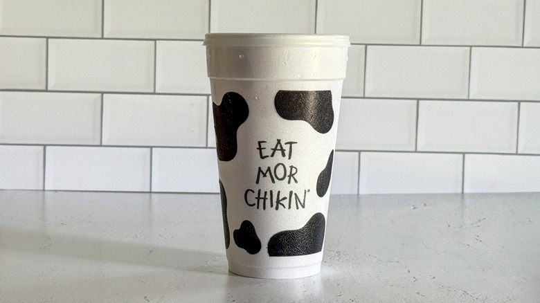 A 20-ounce cup of sweet tea from Chick-fil-A