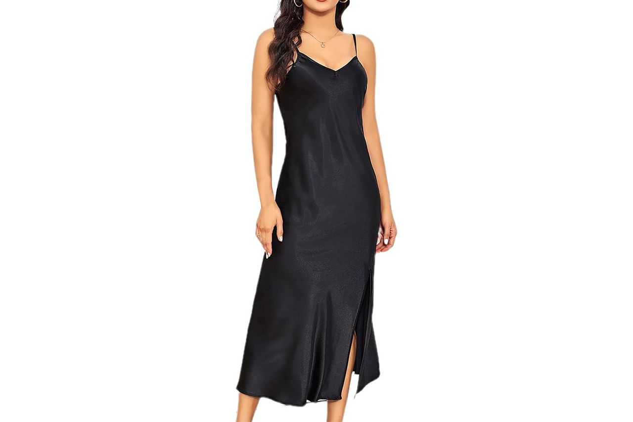 alcea rosea womens long satin slip dress