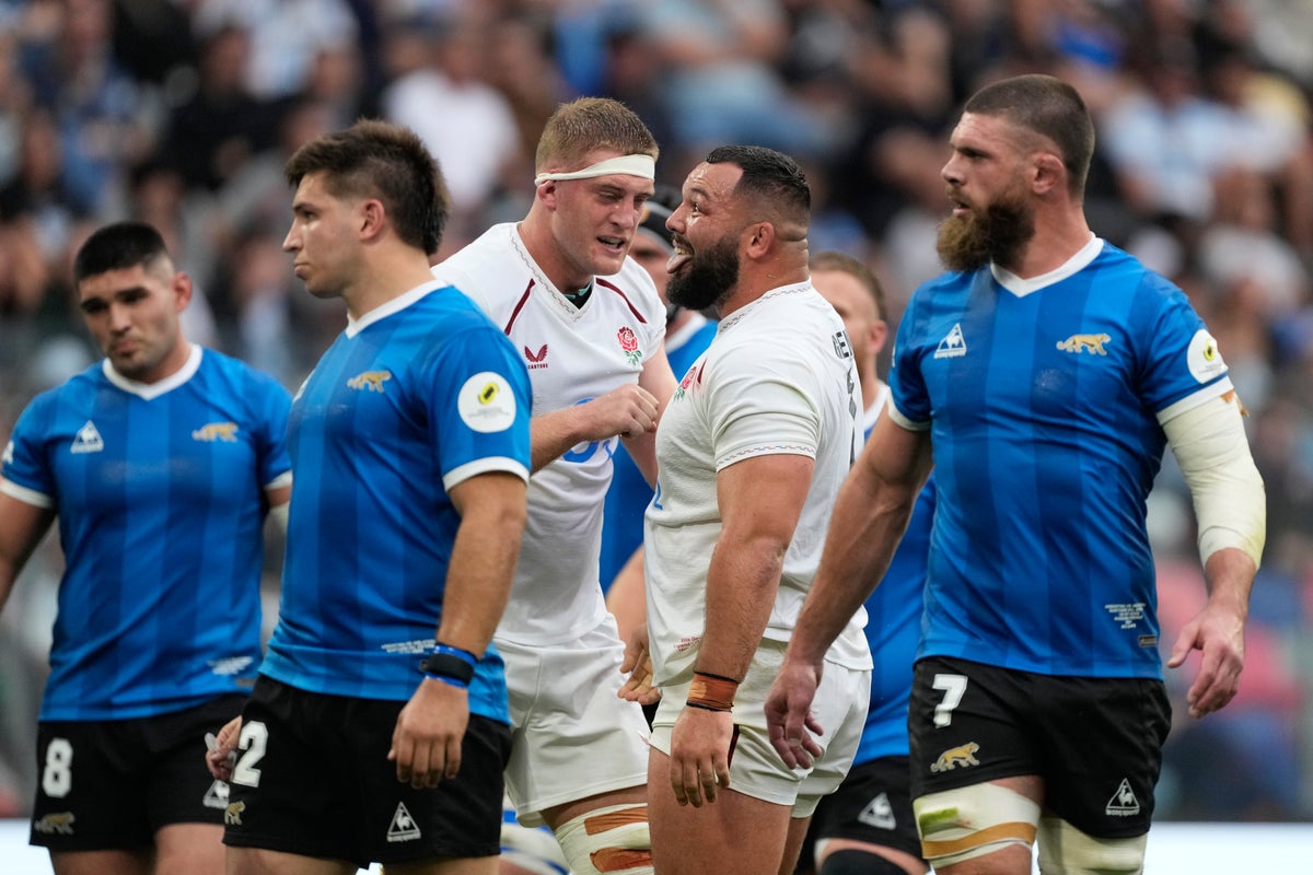 Cards, chaos and controversy – but England cling on against Argentina
