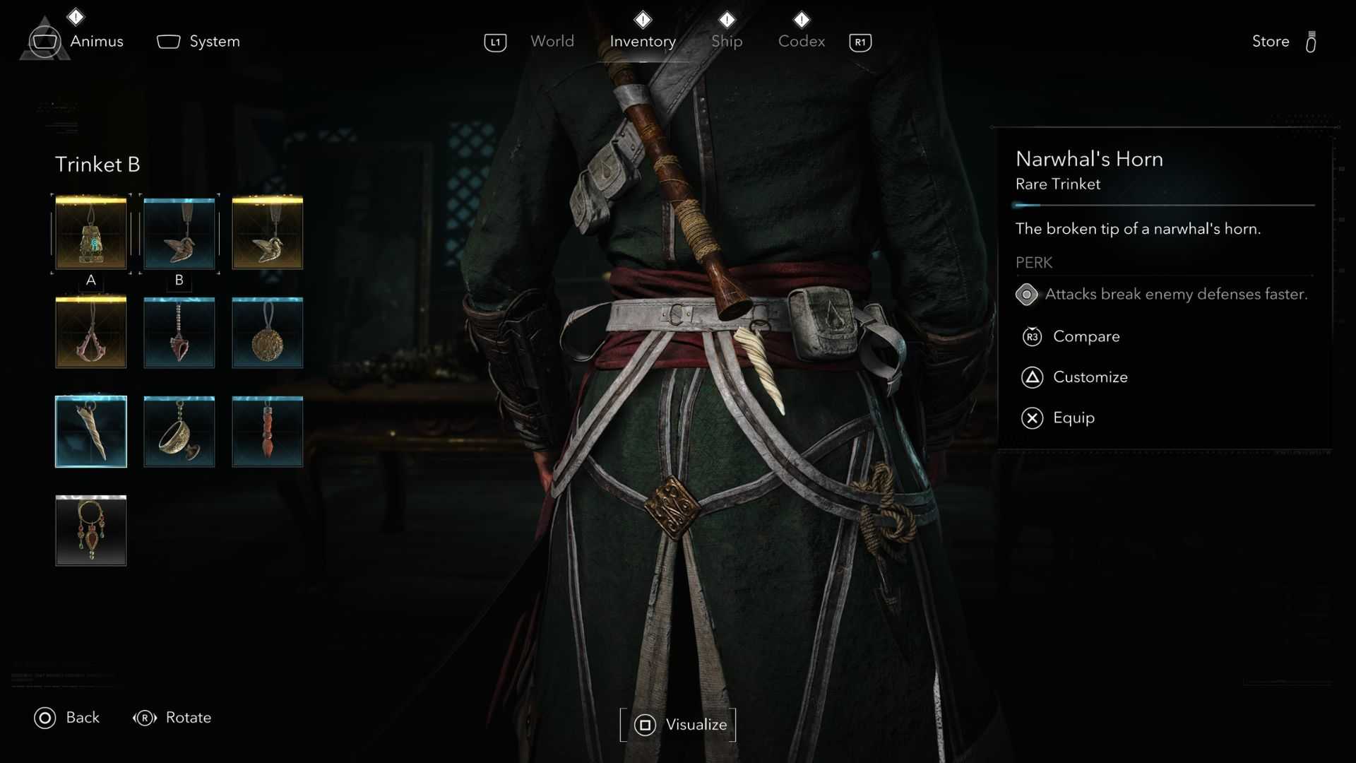 Narwhal's Horn Trinket Assassin's Creed Black Flag Resynced