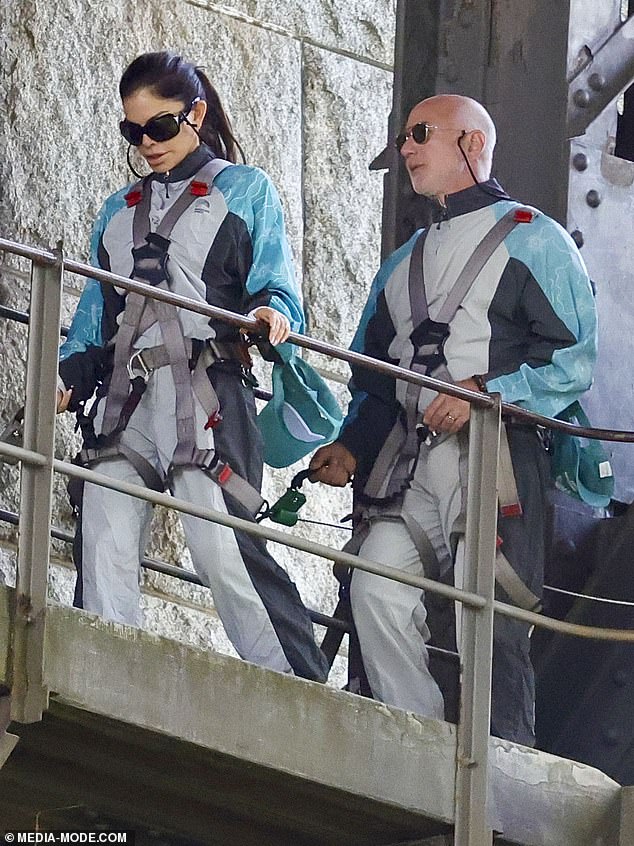 The Bezoses (above) were seen doing the climb alongside American film producer Brian Grazer and his wife, Veronica Smiley Grazer