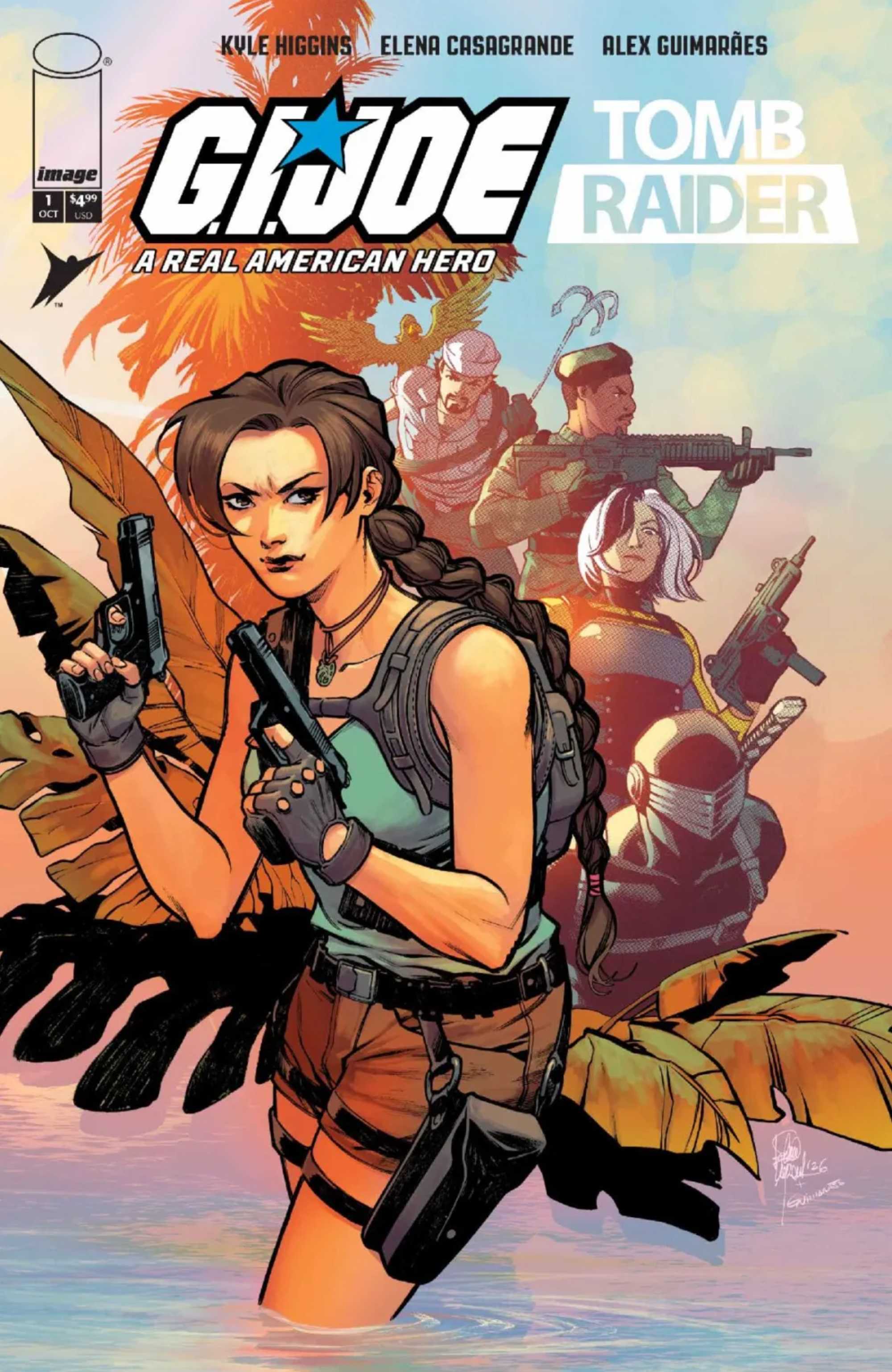 gi joe tomb raider cover art showing lara croft with the joes