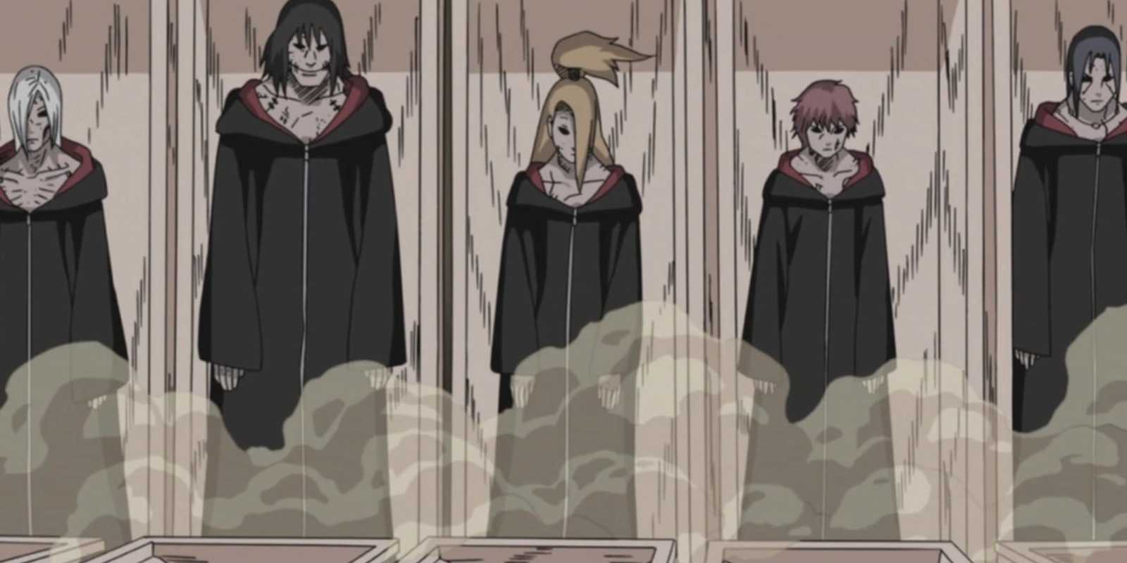 Kabuto Uses Edo Tensei to bring back the Akatsuki in Naruto: Shippuden.