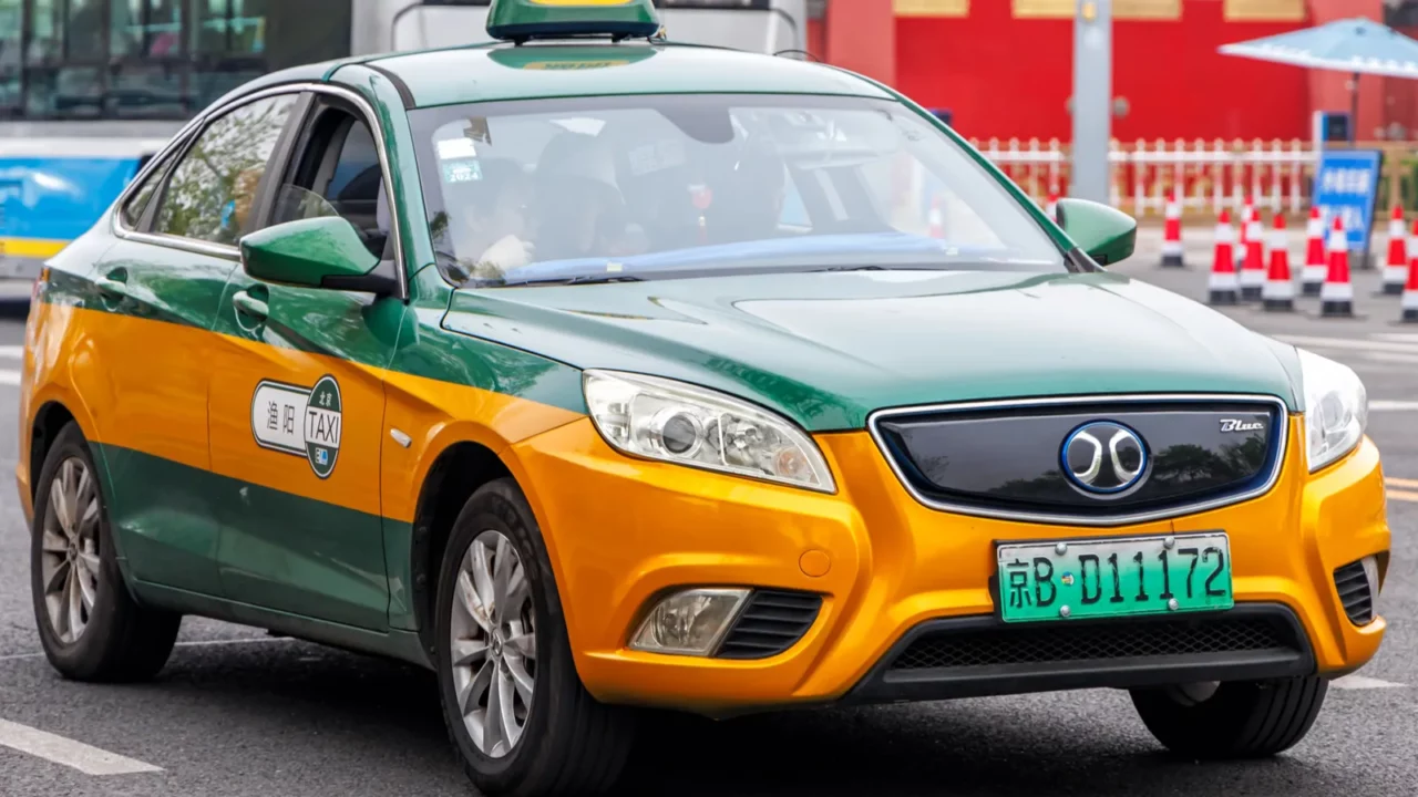beijing china april 13 2024 taxi electric car by