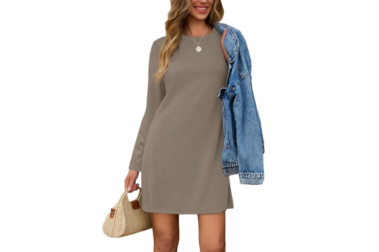 SAMPEEL Dresses for Women 2025 Casual Long Sleeve Cozy Tshirt Dress Fashion Fall Outfits