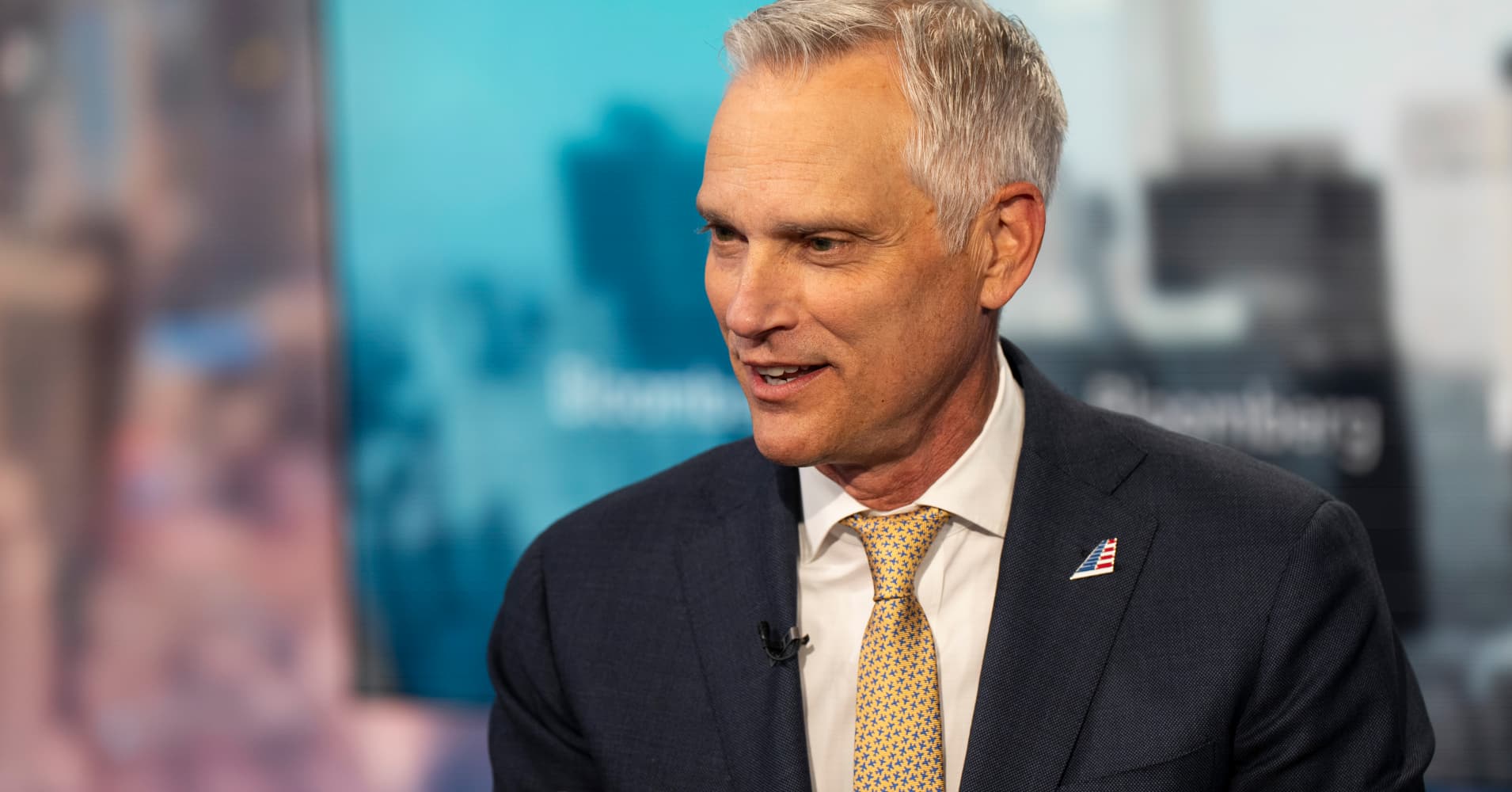 Robert Isom, chief executive officer of American Airlines Group Inc., speaks during a Bloomberg Television interview in New York, US, on Wednesday, Dec. 10, 2025.