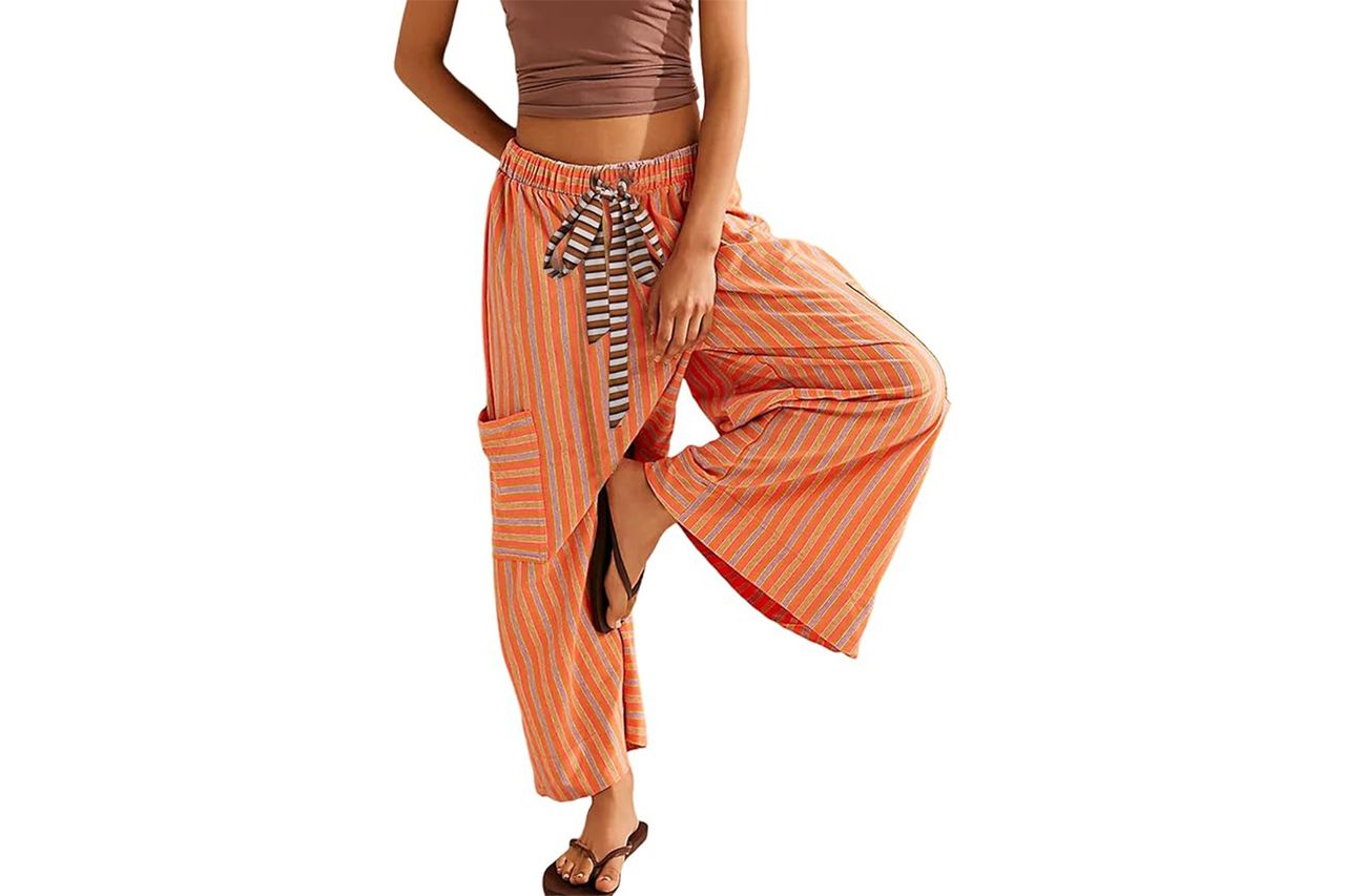 Bankeng Drawstring Striped Pants