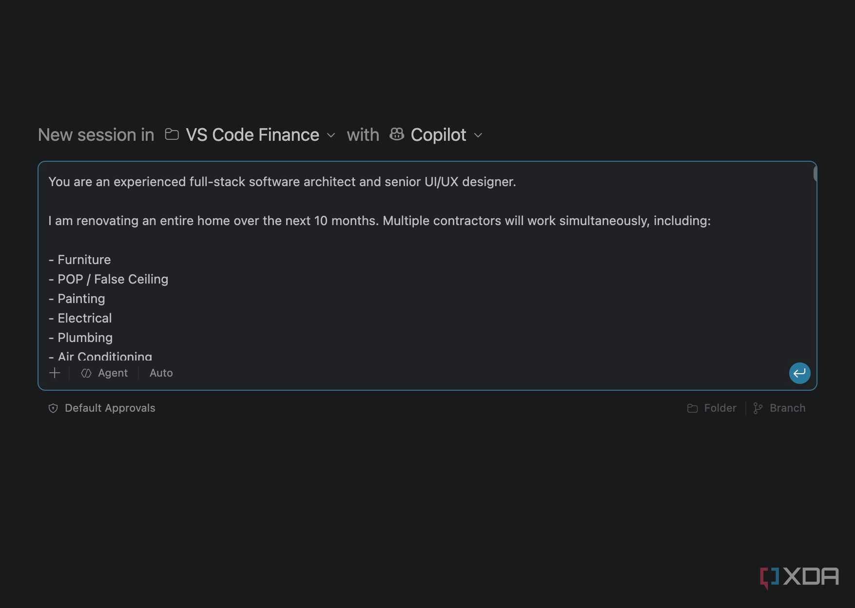 adding a prompt in VS Code