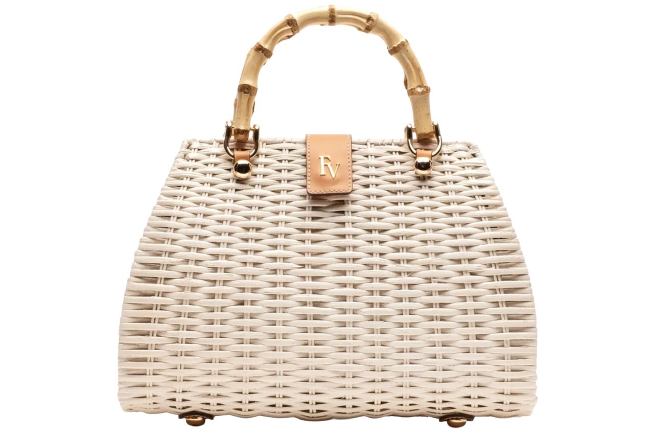Rooster Woven Wicker Top Handle Bag