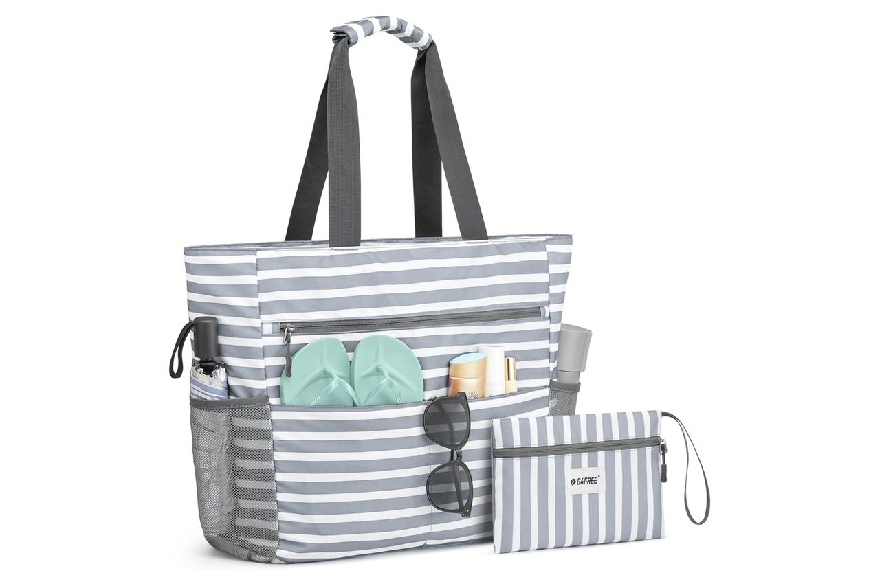 G4Free Beach Bag, Waterproof Sandproof Beach Tote Bag, Large Capacity Foldable for Women