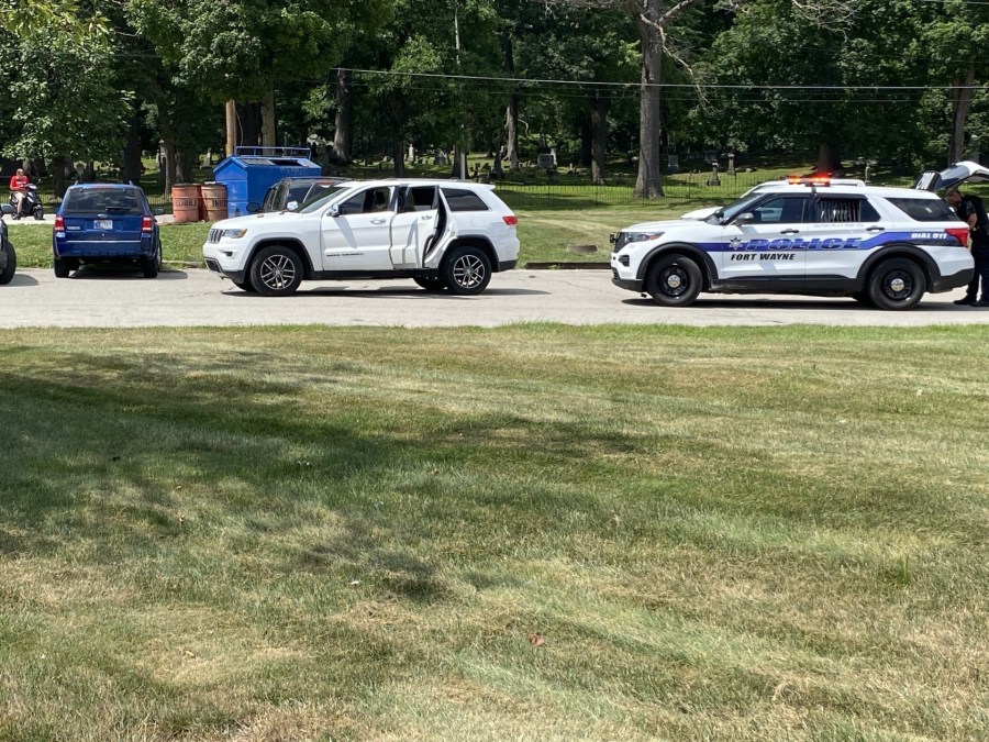 Armed police swarm vehicle in traffic stop west of downtown Fort Wayne