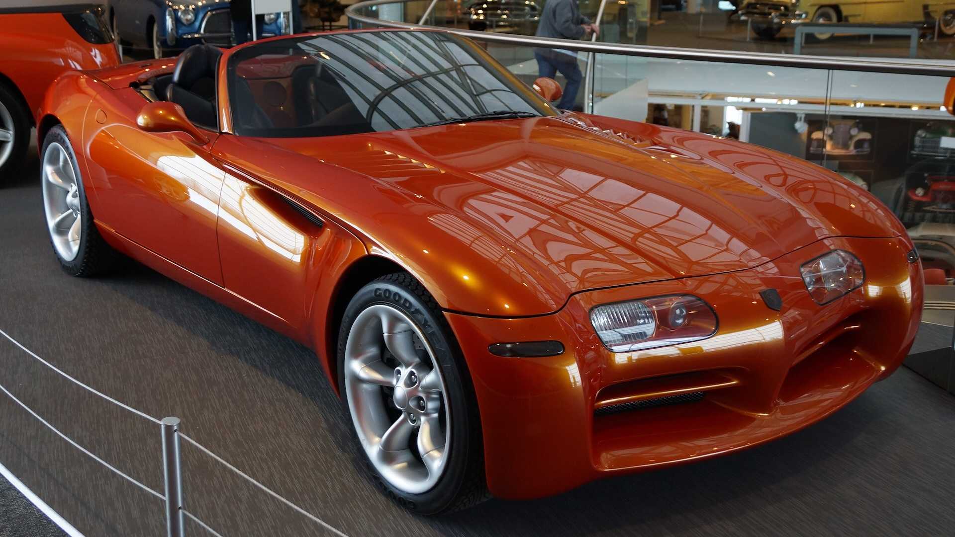 The front quarter view of a Dodge concept roadster