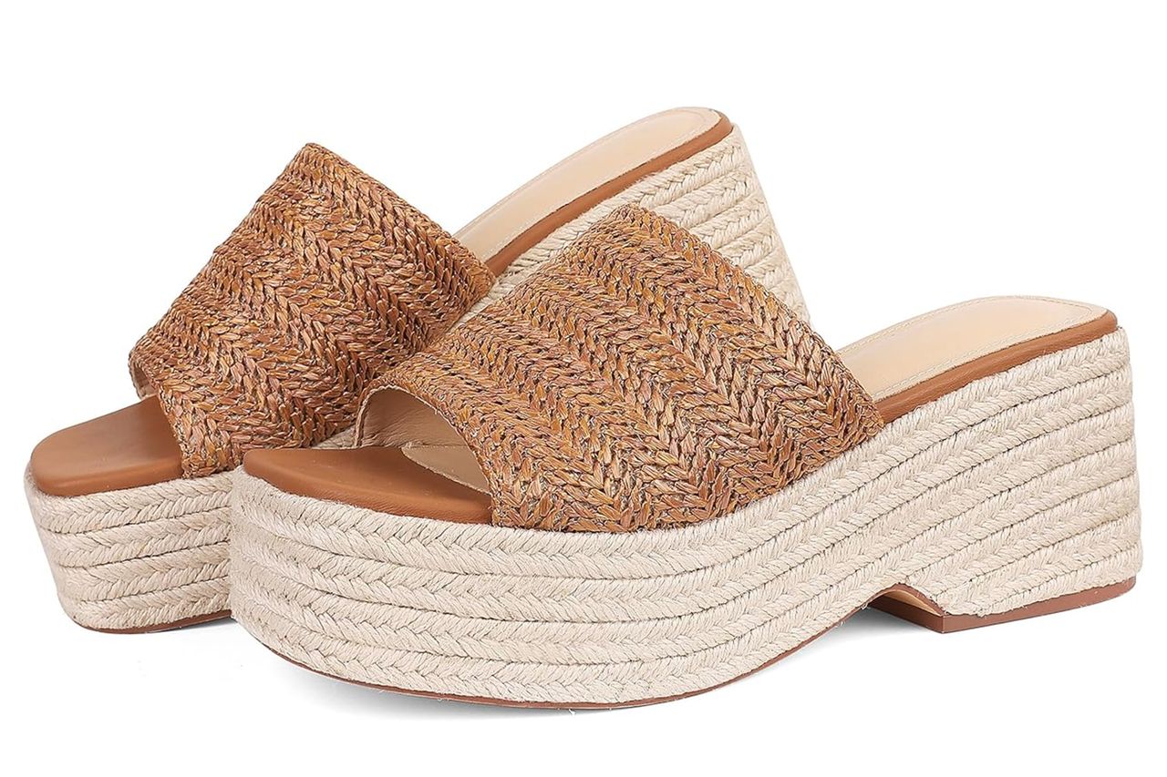 Amazon EQAUDES Platform Slip on Espadrille Sandals