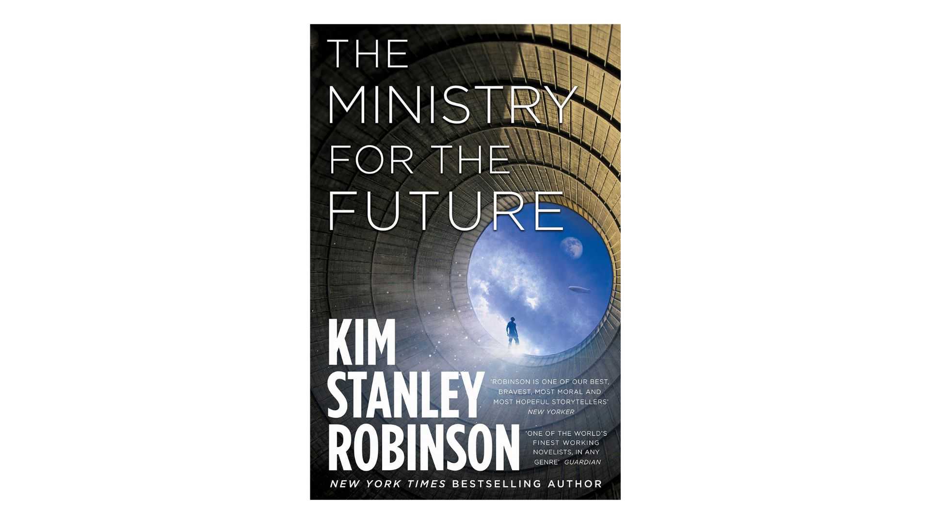 The Ministry for the Future by Kim Stanley Robinson book cover on a white background