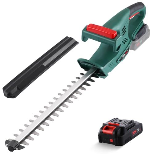 Posenpro 20v Cordless Hedge Trimmer, 450mm Dual Blade, 14mm Cutting Capacity, Electric Hedge Cutter W/2.0ah Battery, 1400 Rpm, Battery Hedge Trimmer/cutter for Shrubs/bushes Trimming
