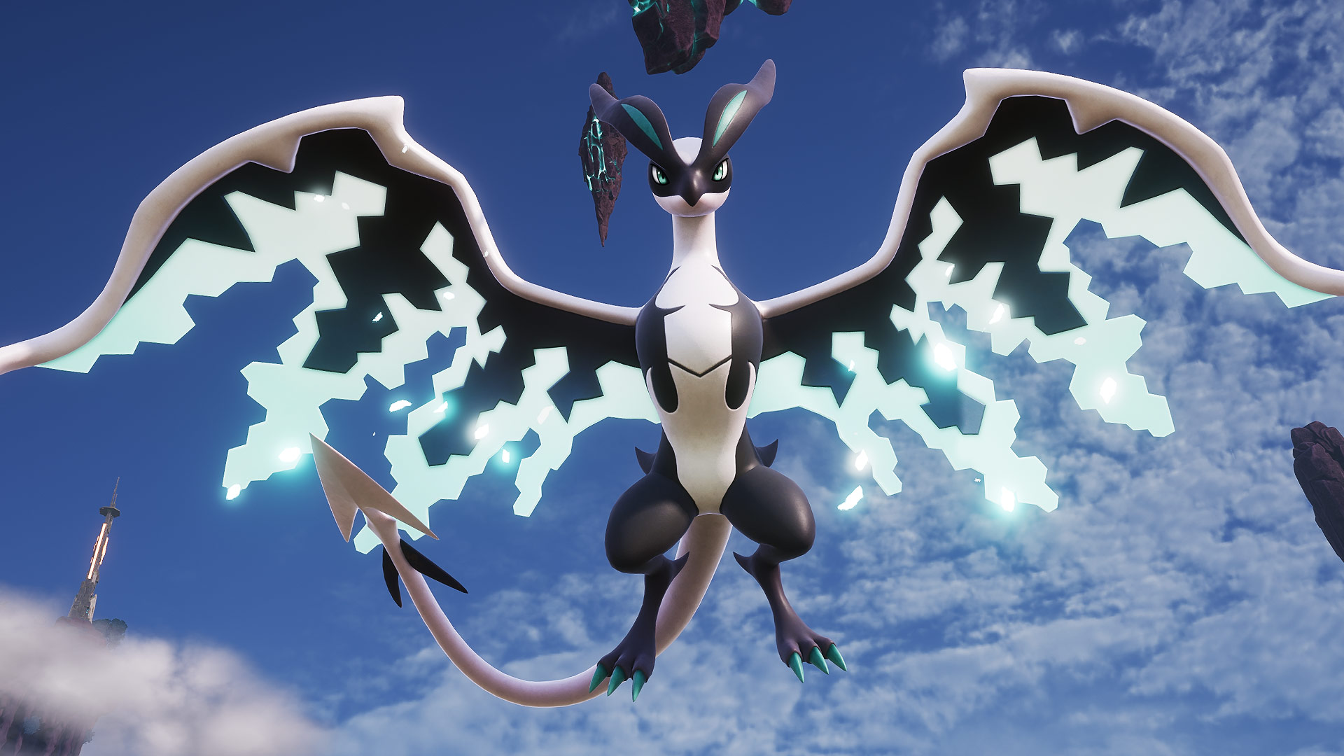 Palworld - Eidrolon, a black and white dragon pal