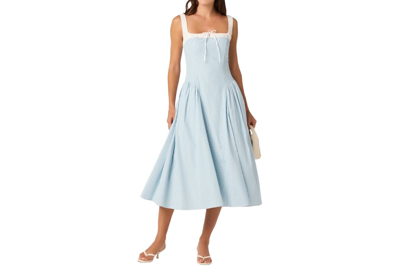 Hazel Ticking Stripe Midi Dress
