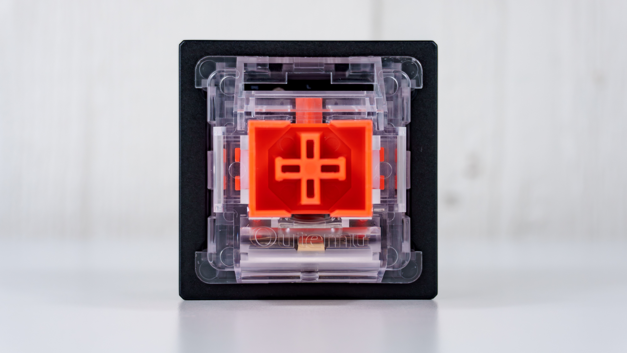 A closeup shot of the key switch on the Keychron Q0 Mini 8K Action Key
