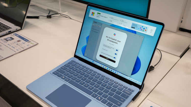 A powered-on Microsoft Surface Laptop