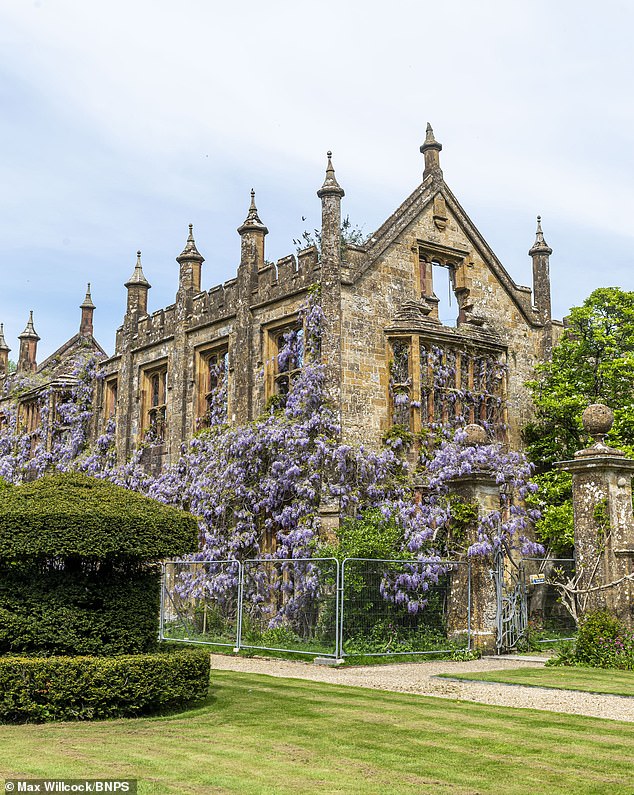 The house (pictured late last year) was left to wrack and ruin until Mr Perkins and his wife Sophie bought it three years later, aiming to restore it