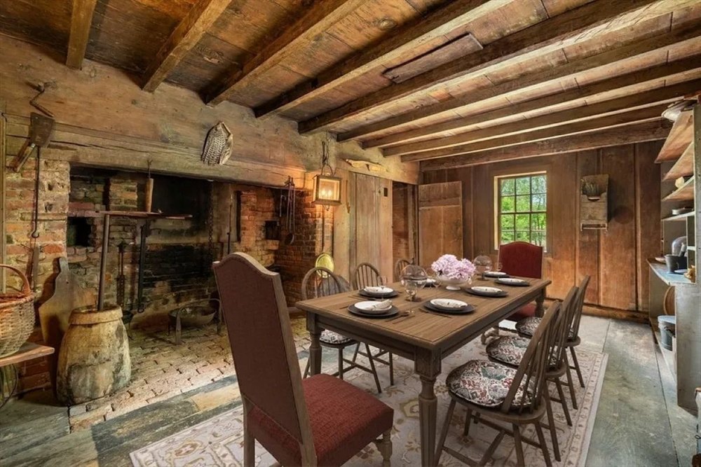 Dining room of 1678 William Haskell House in Gloucester, MA, on sale for $1,250,000