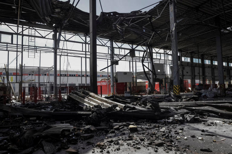 Aftermath of a Russian missile attack in Kharkiv region
