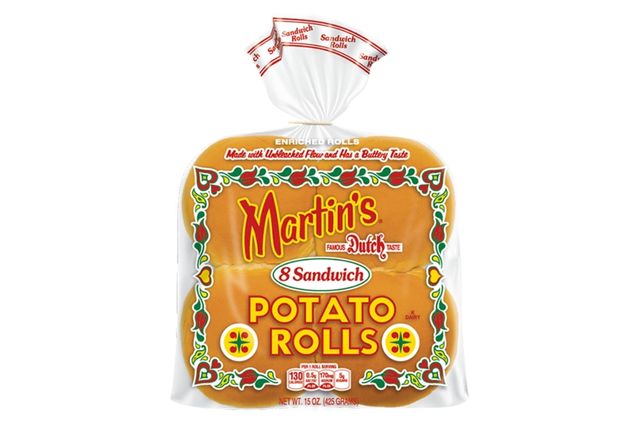 Bag of Martins Potato Rolls labeled as 8 Sandwich Rolls