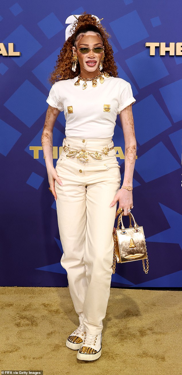 Model Winnie Harlow had a little too much going on with her World Cup final ensemble