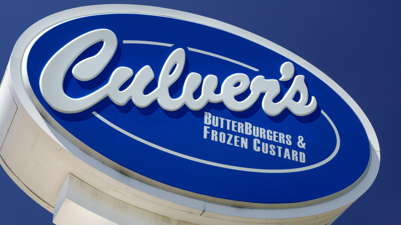 Close up of Culver's restaurant sign