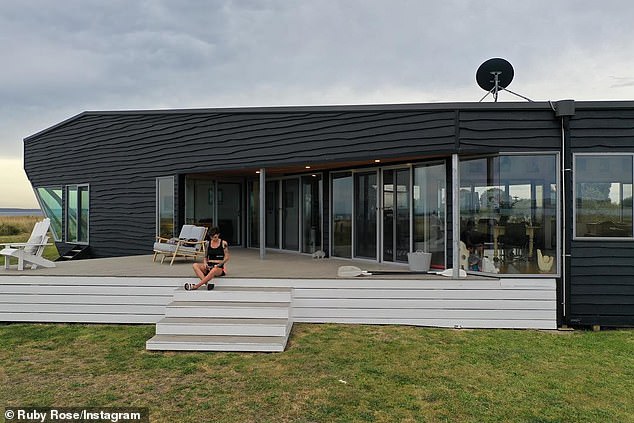 Rose is spending time at a striking cabin retreat in Victoria, nestled among bushland near the coast. Pictured