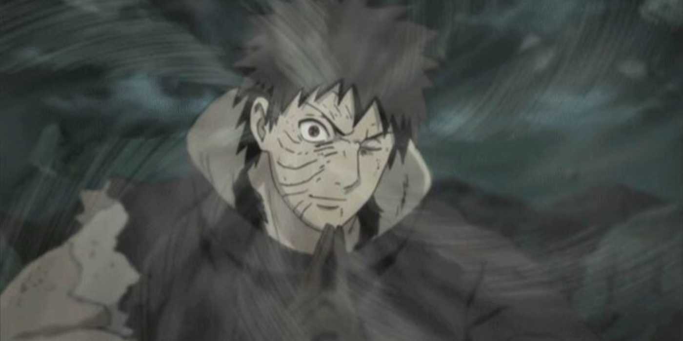 Obito Uchiha uses Kamui against Kakashi during the 4th Great Ninja War in Naruto: Shippuden.