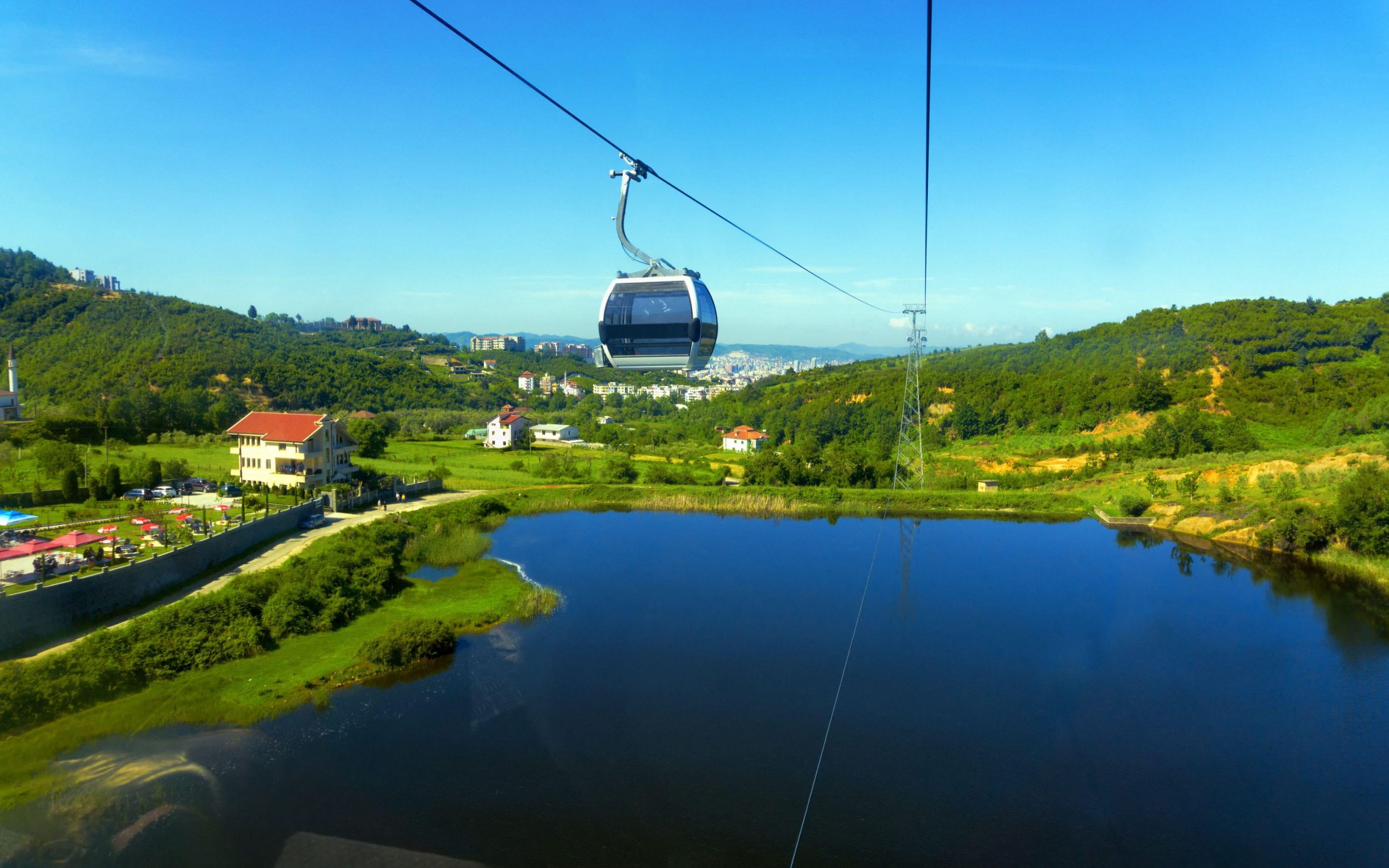 Landscape of the surroundings of Tirana from the Dajti Express cable car