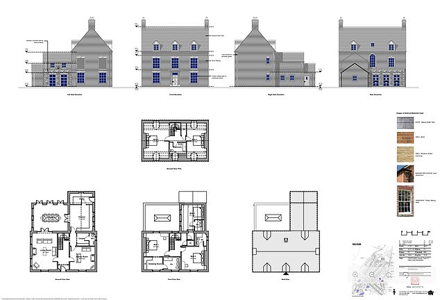 The couple plan to build a gated community of 82 homes, ranging in cost from £600,000 to £2.3million, on 21 acres of the estate. Pictured: Plans for the properties