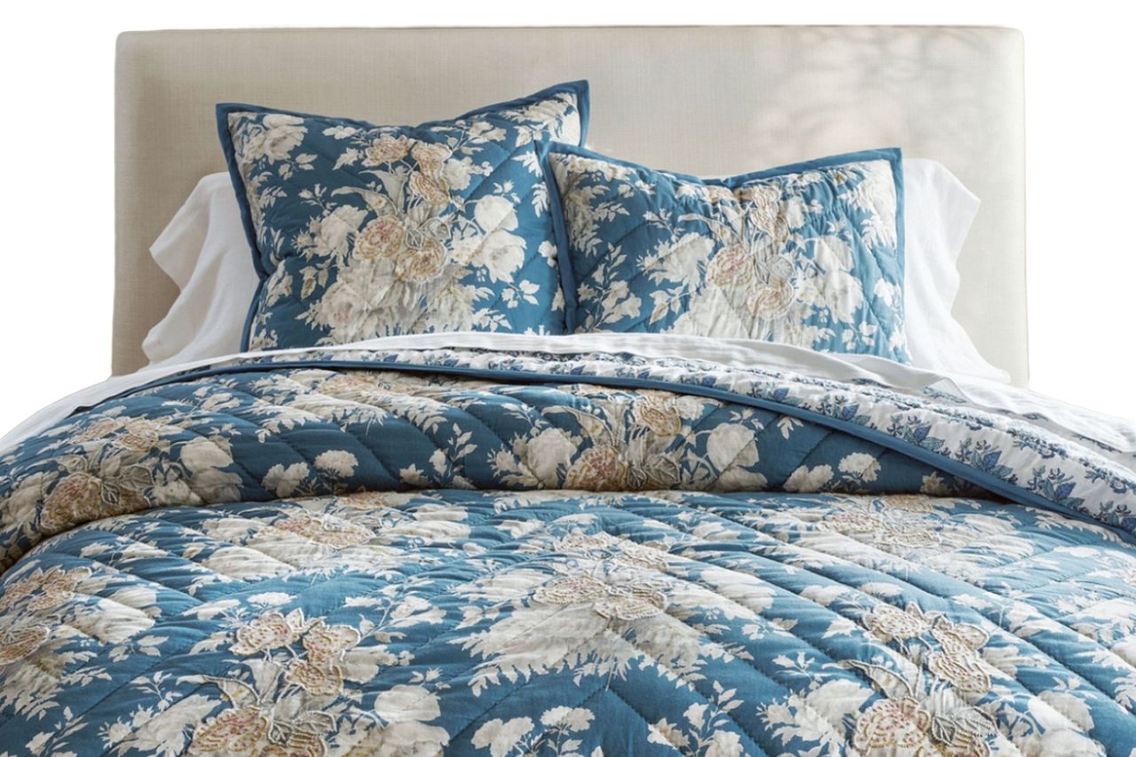 Bethany Floral Embroidered Reversible Quilt